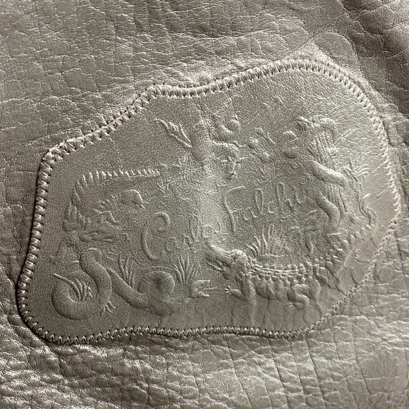 VINTAGE 70’s CARLOS FALCHI Gray Leather Crossbody Bag - Picture 14 of 17